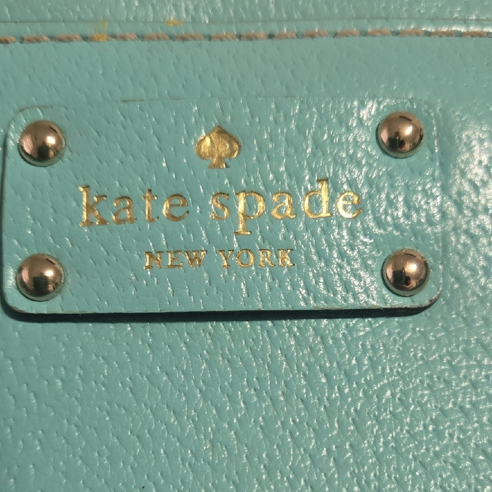 kate spade turquoise leather satchel with removable strap - Picture 2 of 8
